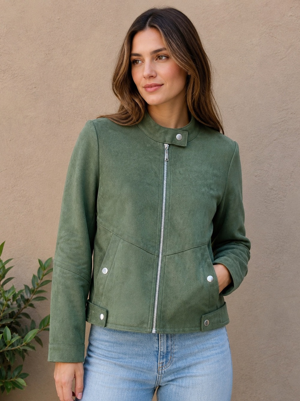 JouJou NWOT microsuede forest green jacket.Great hardware and stiching details M
